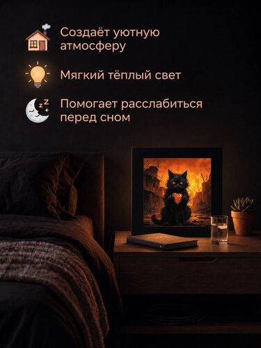 Картина с паспарту «Котик с сердечком на закате» 30 × 30 см — x3mGift — фото 1 из 1